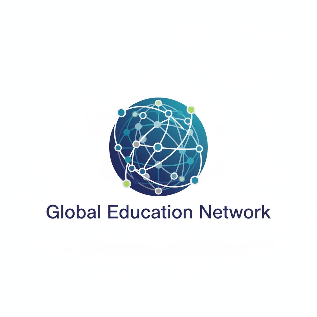 World map with student icons connected by lines representing global education network