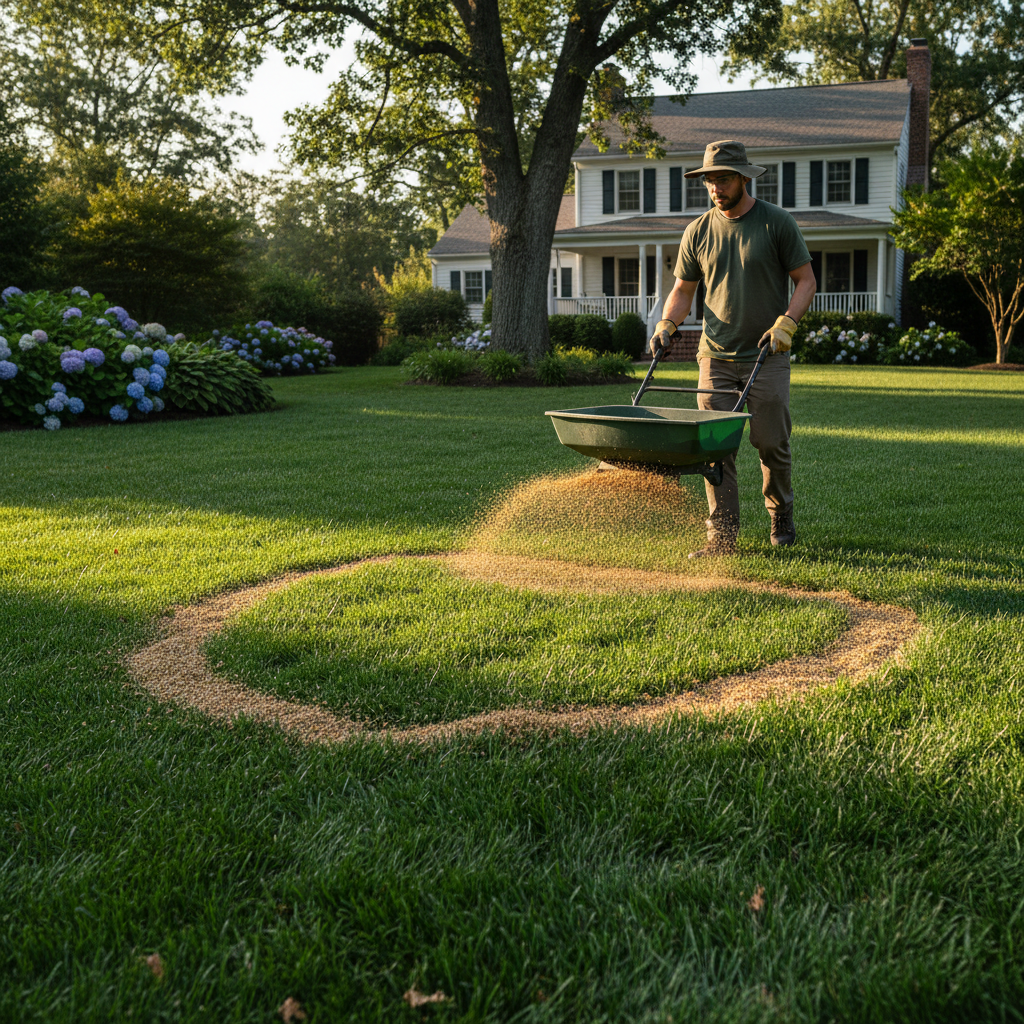 Lush green lawn after professional fertilization treatment