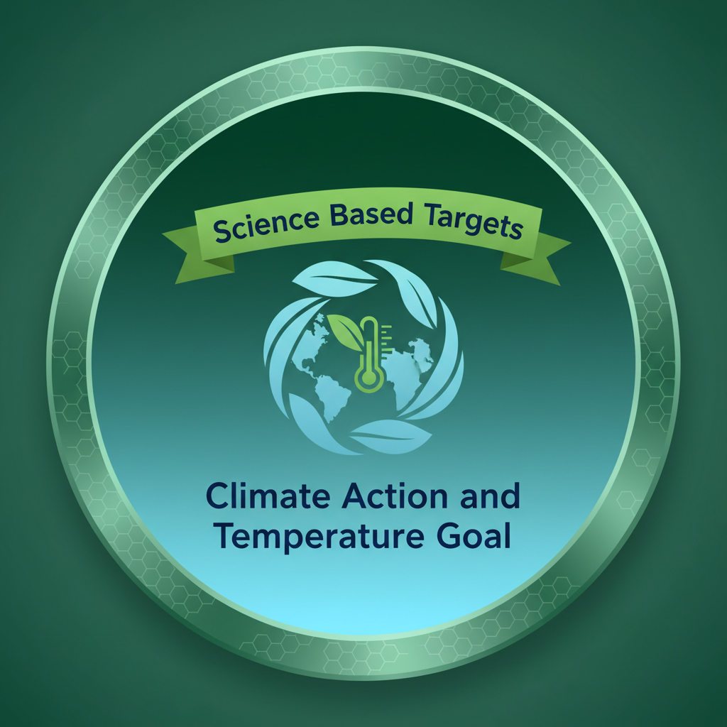 Science Based Targets certification with climate action and temperature goal graphics