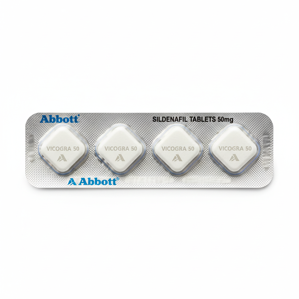 Vicogra 50mg sildenafil tablet strip of 4 by Abbott