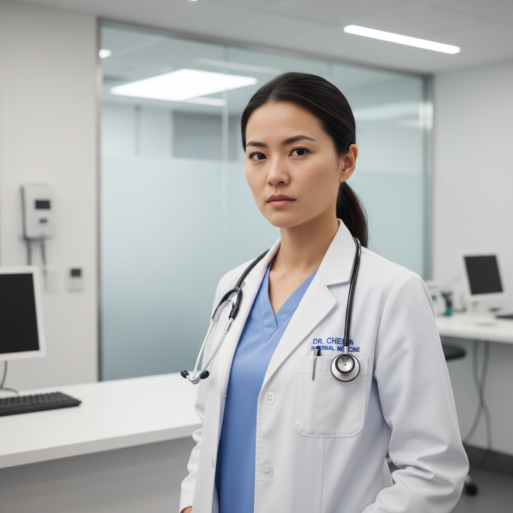Dr. Anita Sharma, optical group founder in clinical setting