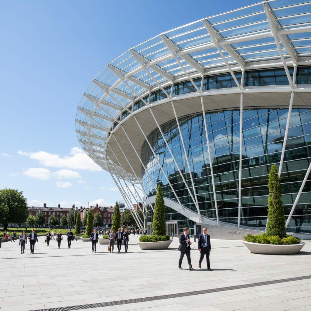 RDS Dublin convention centre exterior showcasing modern architecture