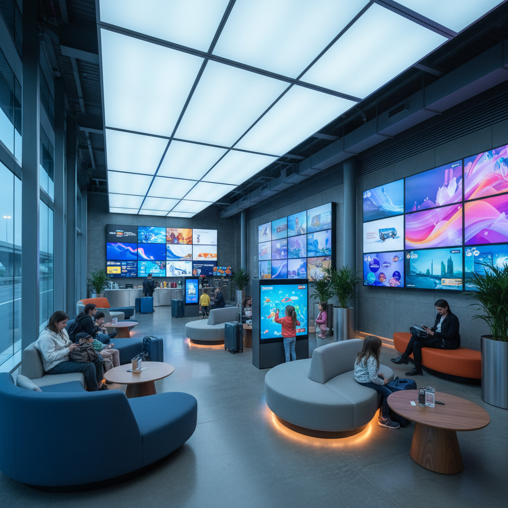 Modern sports lounge and café area with comfortable seating and refreshments