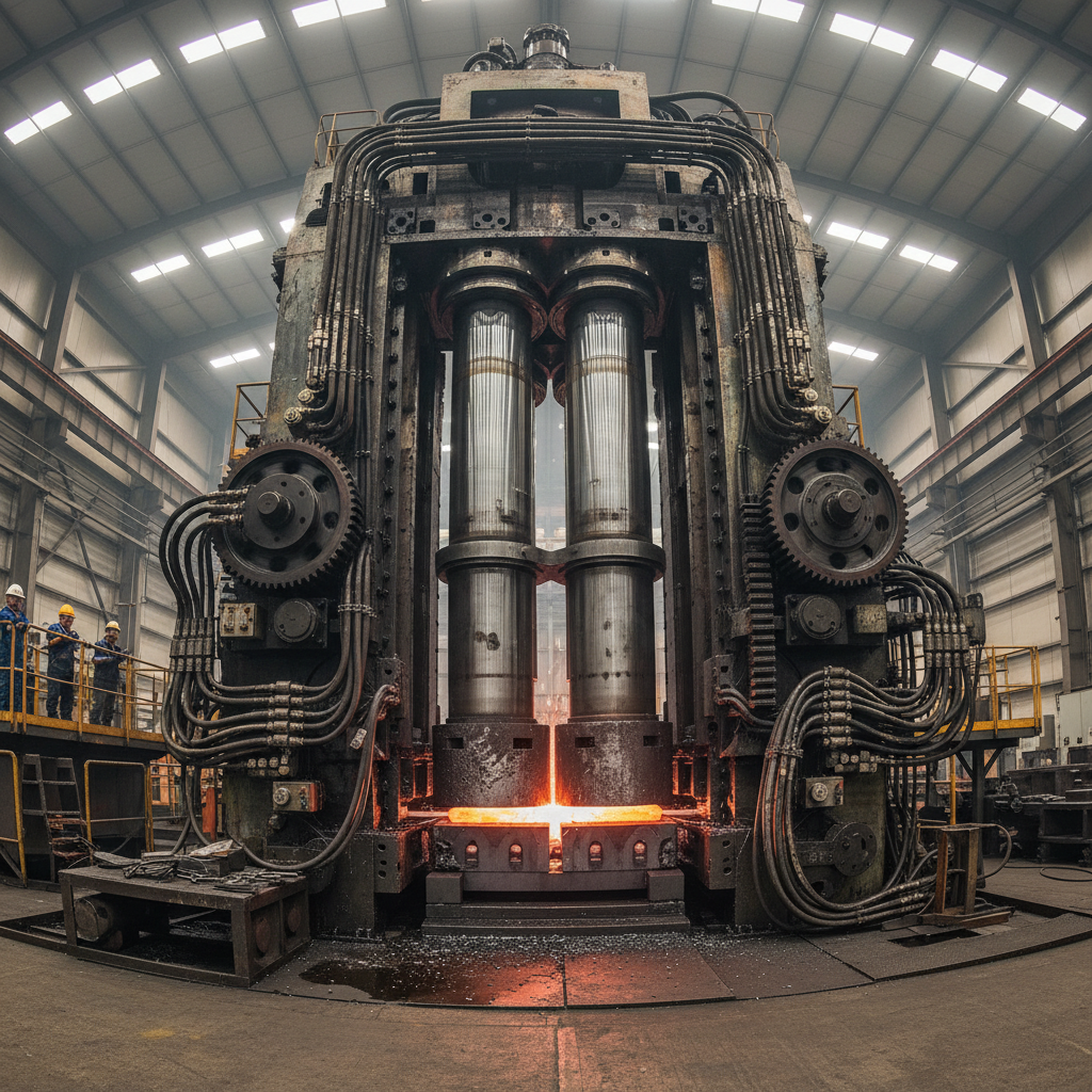 Industrial hydraulic press machinery in operation