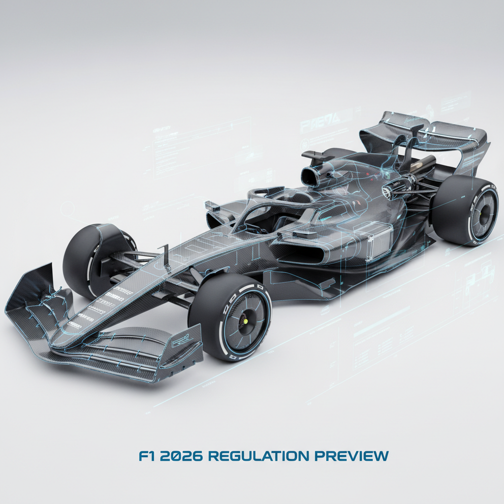 Formula 1 car technical detail showing aerodynamic components for 2026 regulation preview