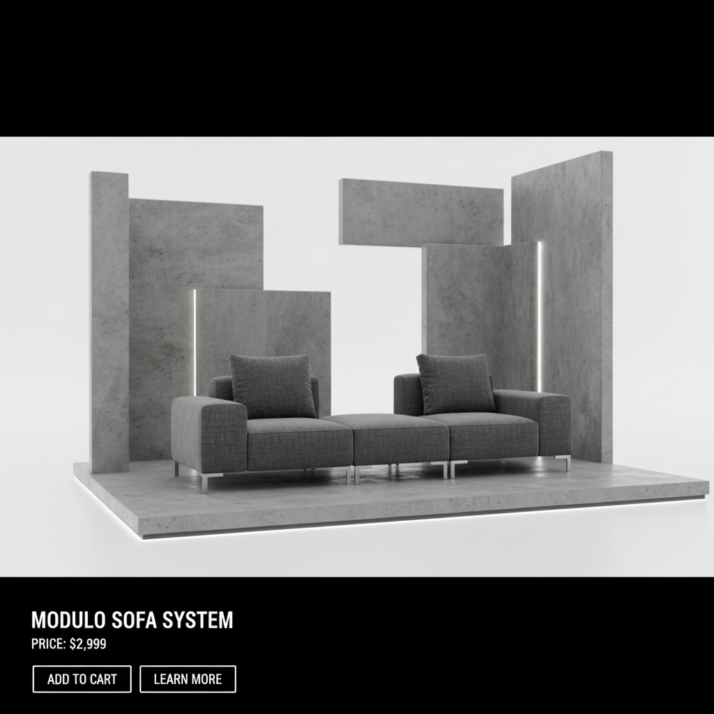 Meridian Home rebuilt e-commerce storefront โ modern furniture product page with clean brutalist layout