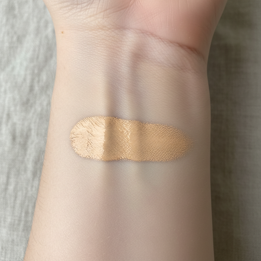 Ajan Silk Veil Foundation with warm ivory shade swatch