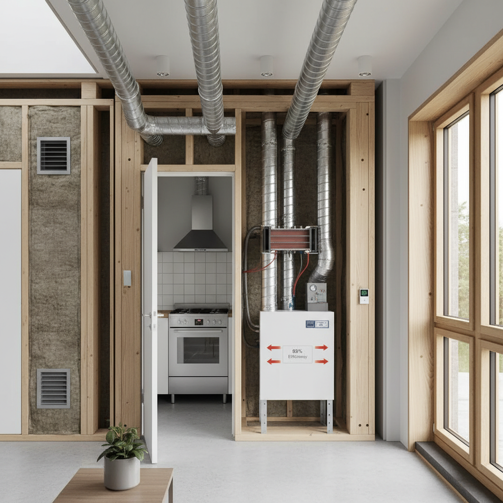 Instalación de ventilación mecánica con recuperación de calor en vivienda de alta eficiencia