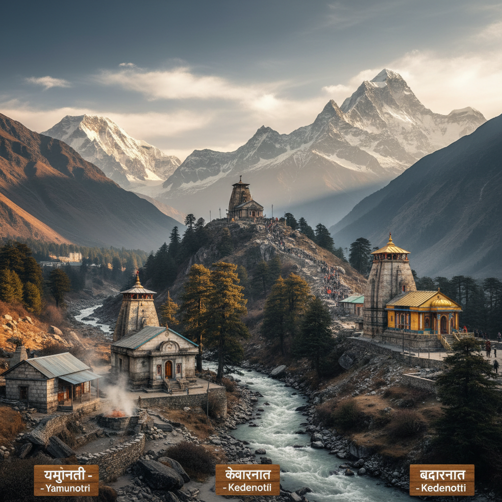 Char Dham Yatra — Uttarakhand — pilgrimage tour visiting Haridwar, Yamunotri, Gangotri, Kedarnath, Badrinath