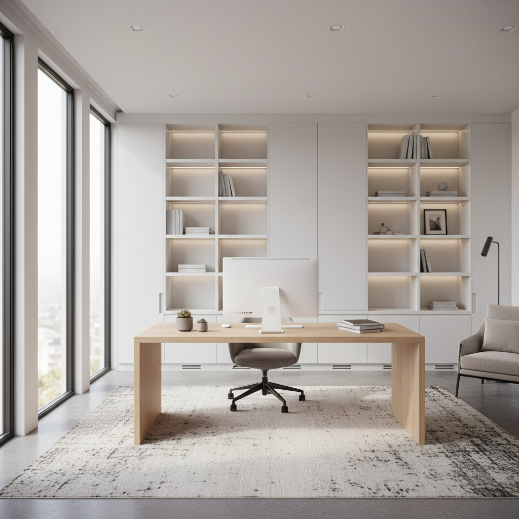 Arjun's clean, cable-free home office desk in Bengaluru