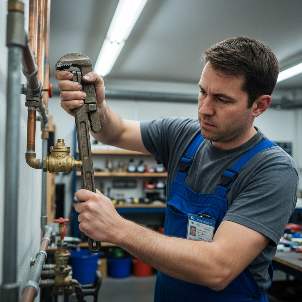 Brass gate valve fitting on a workshop bench