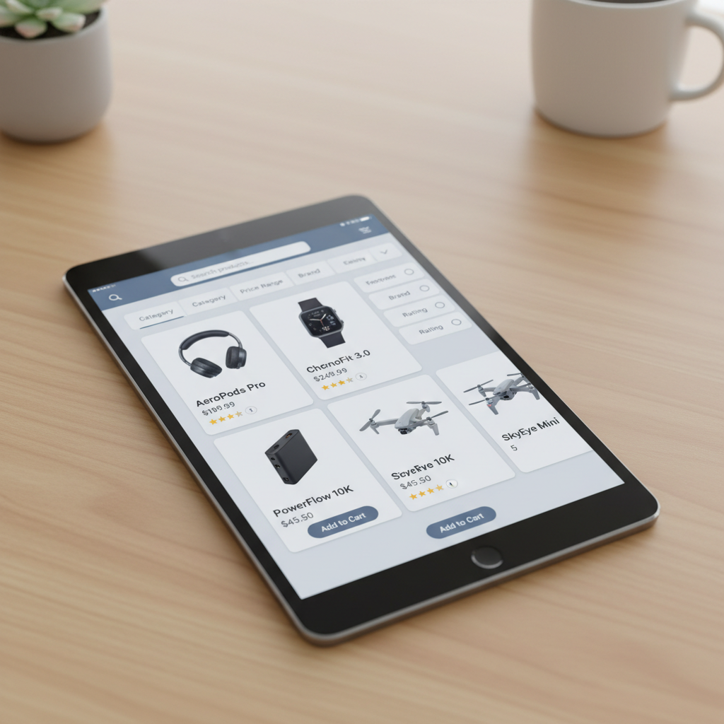 Product listing page with advanced filtering options