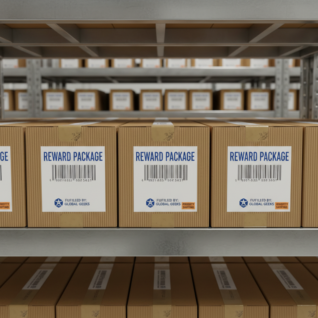 Organized warehouse with finished packaging products stacked on pallets ready for dispatch