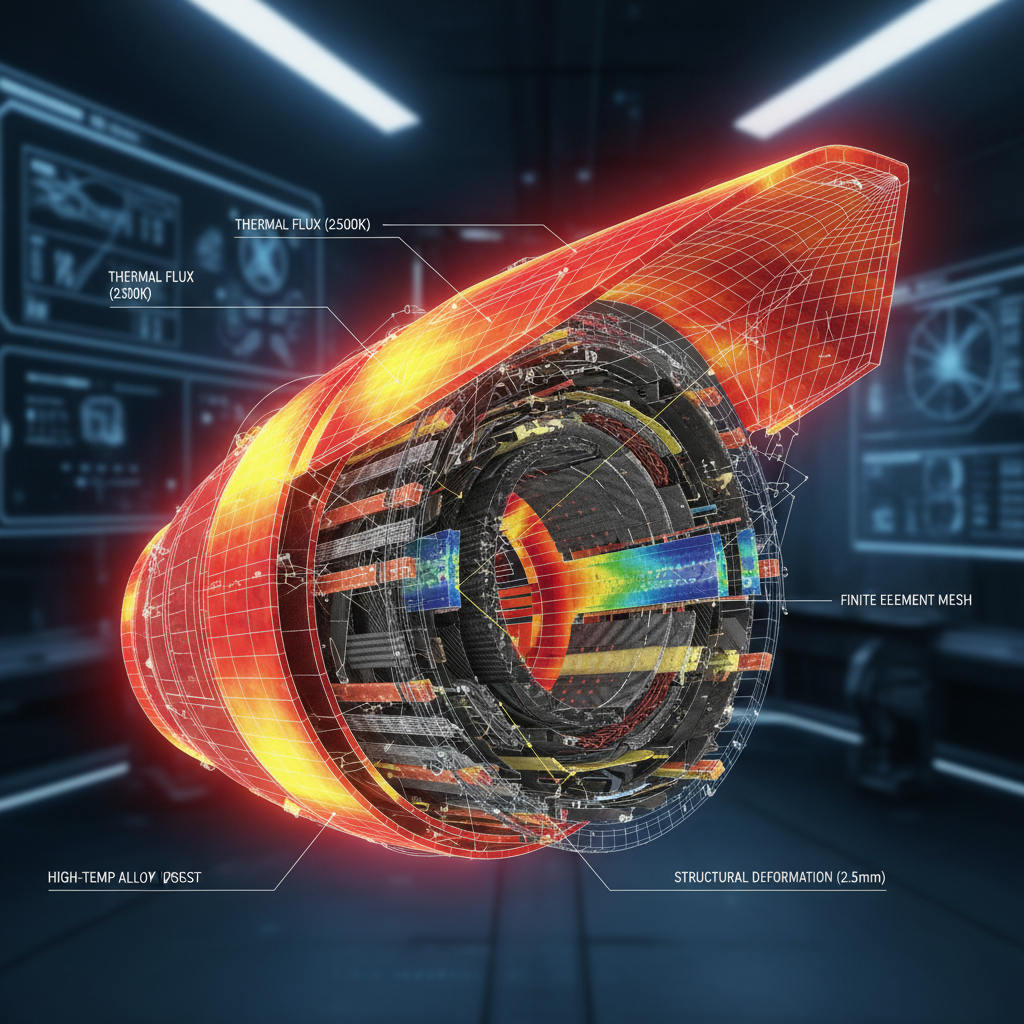 Engineer at computer workstation with technical schematics displayed, blue-tinted professional workspace, dark background