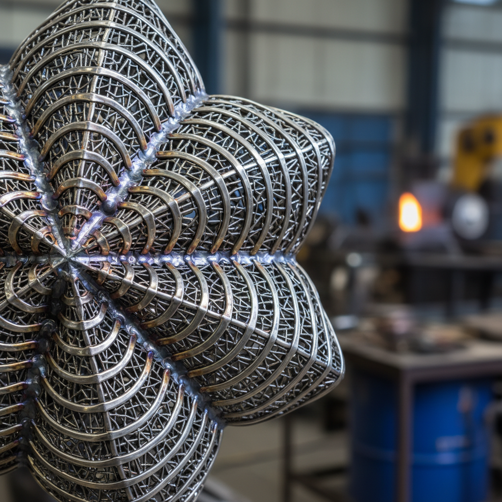 Laser cut steel wall sculpture with geometric patterns