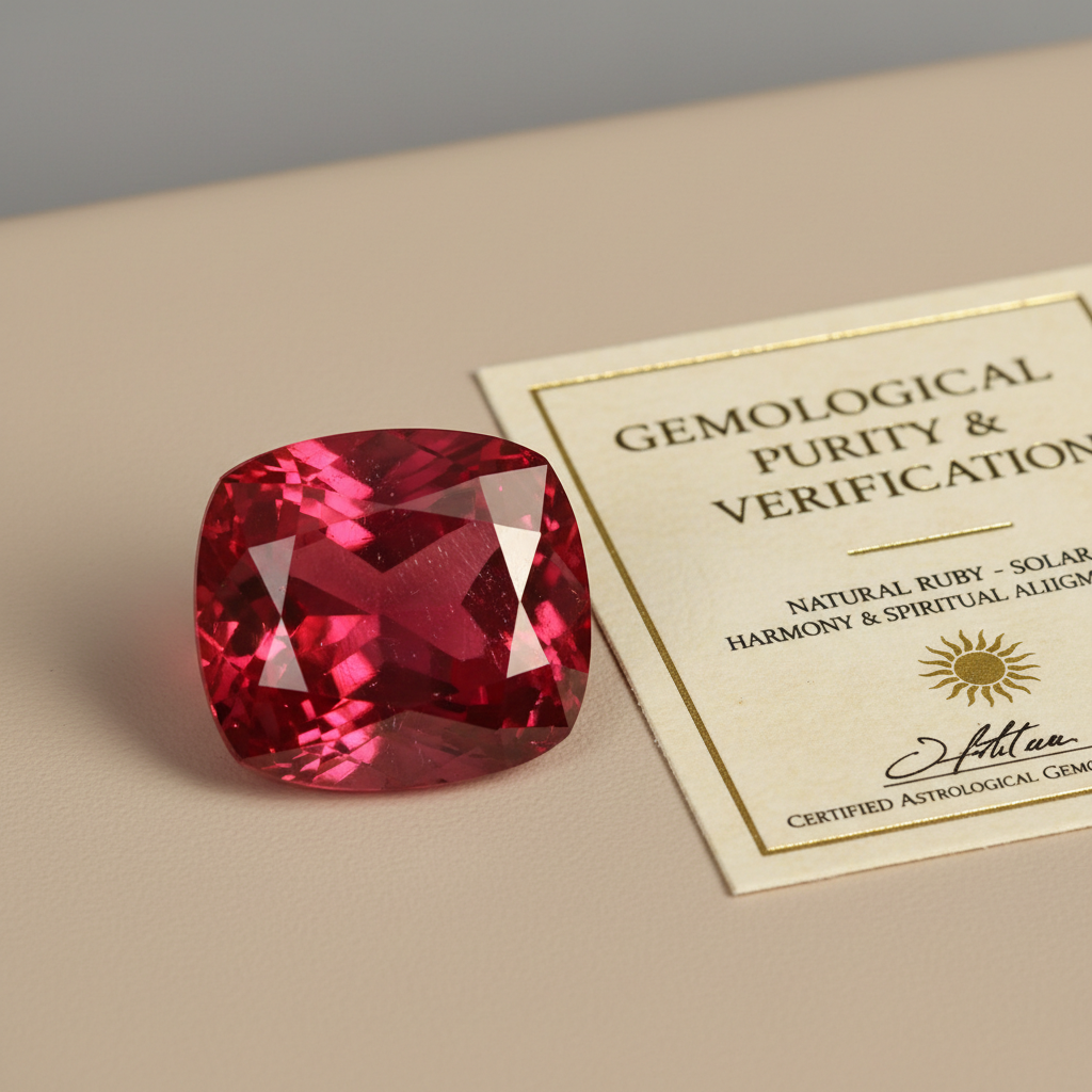 Natural ruby gemstone with certification for sun planet astrological benefits and spiritual energy