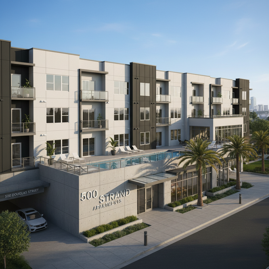 The Strand Apartments, modern Class A multifamily community at 500 Douglas Street, West Sacramento, California