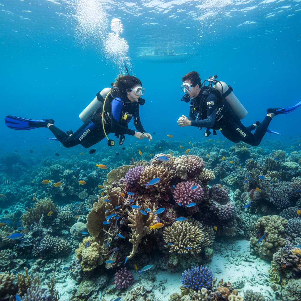 Open water diver course student learning to dive in Santa Teresa Costa Rica