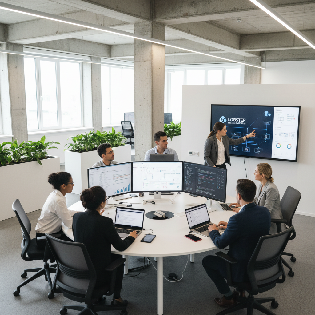 Sublimtech consultants working on Lobster Data Platform integration in a modern office
