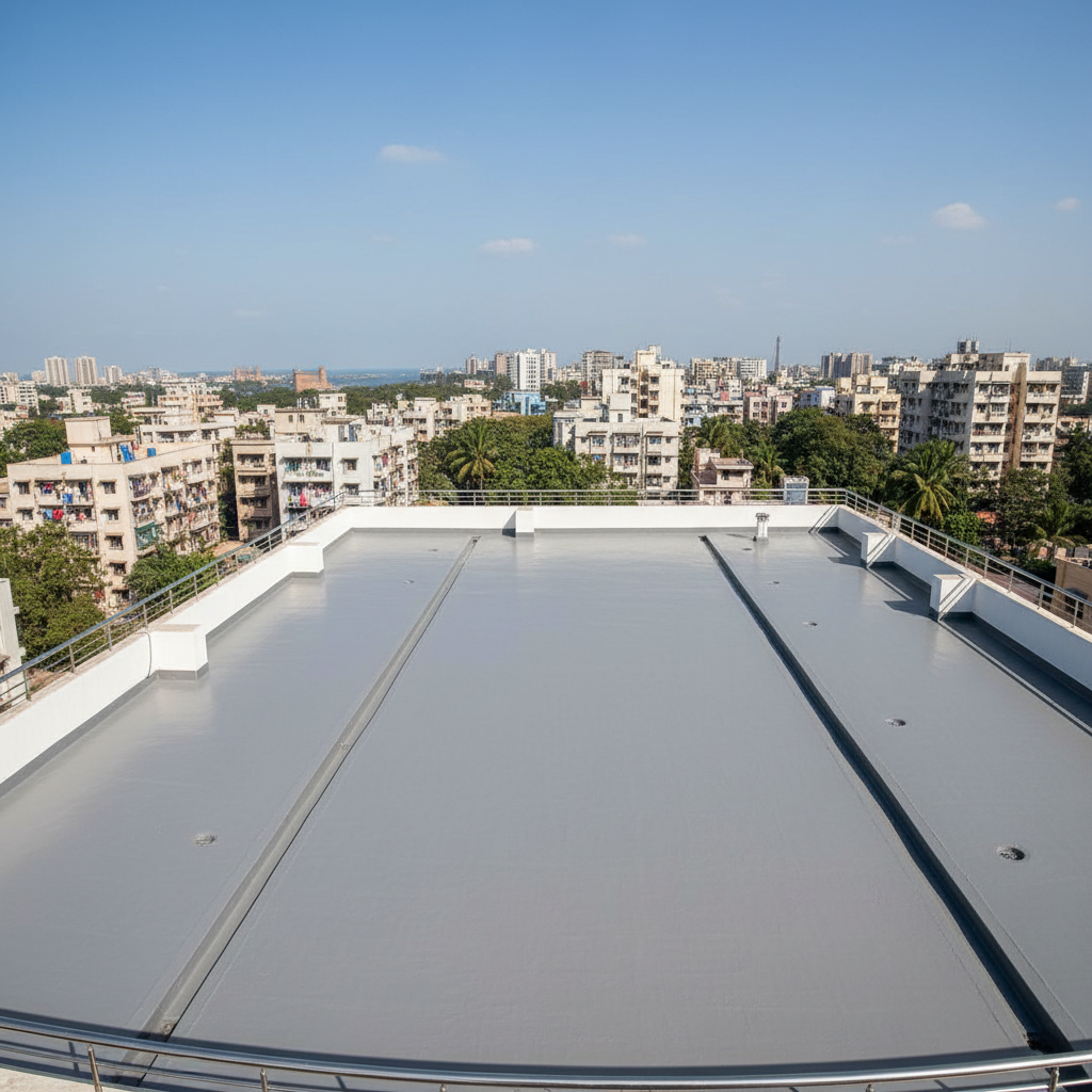 Terrace waterproofing application at Indian site