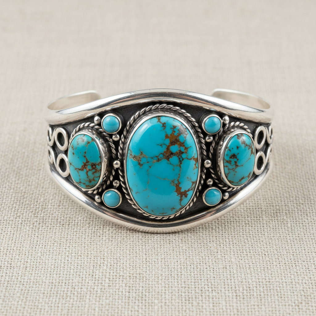 Turquoise and silver cuff bracelet for resort vacation looks