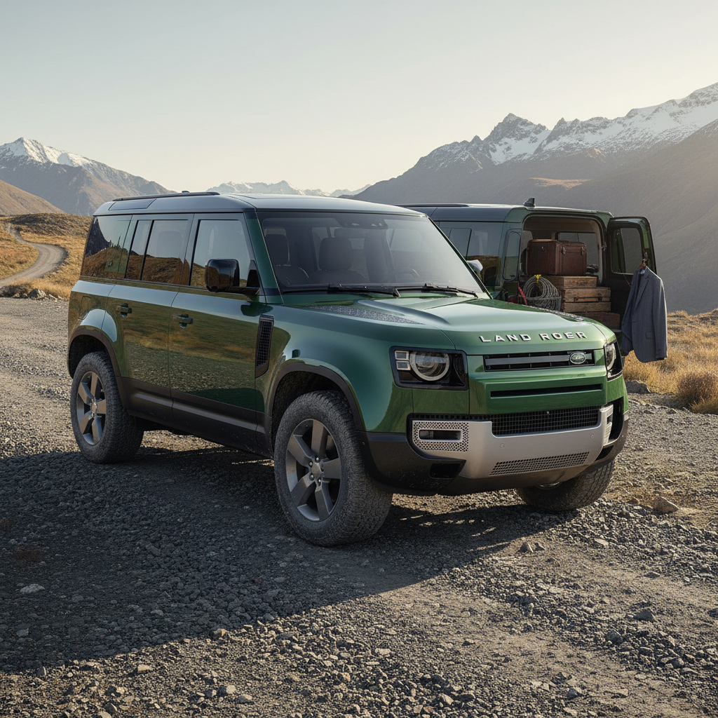 Defender 130 Commercial — photographed against concrete backdrop