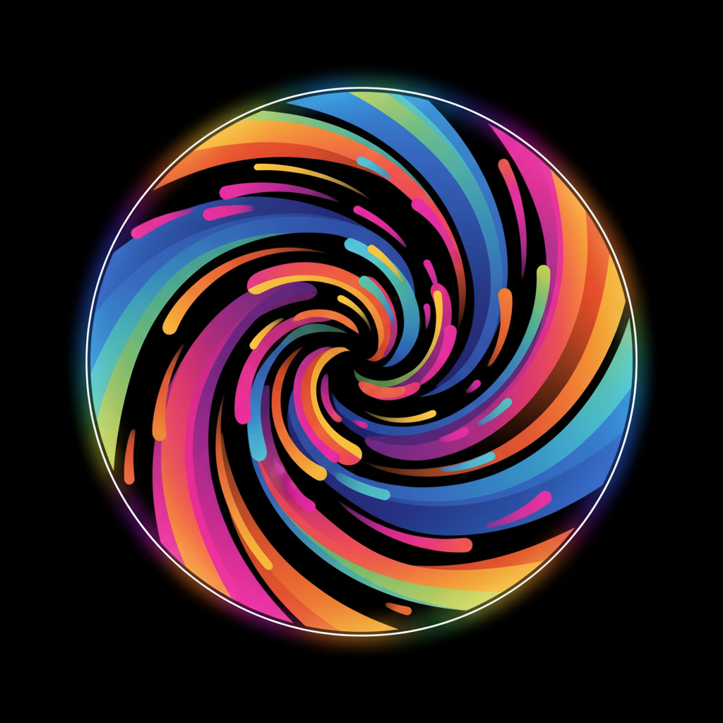 Motion graphics and animation frames displayed on dark background with colorful elements