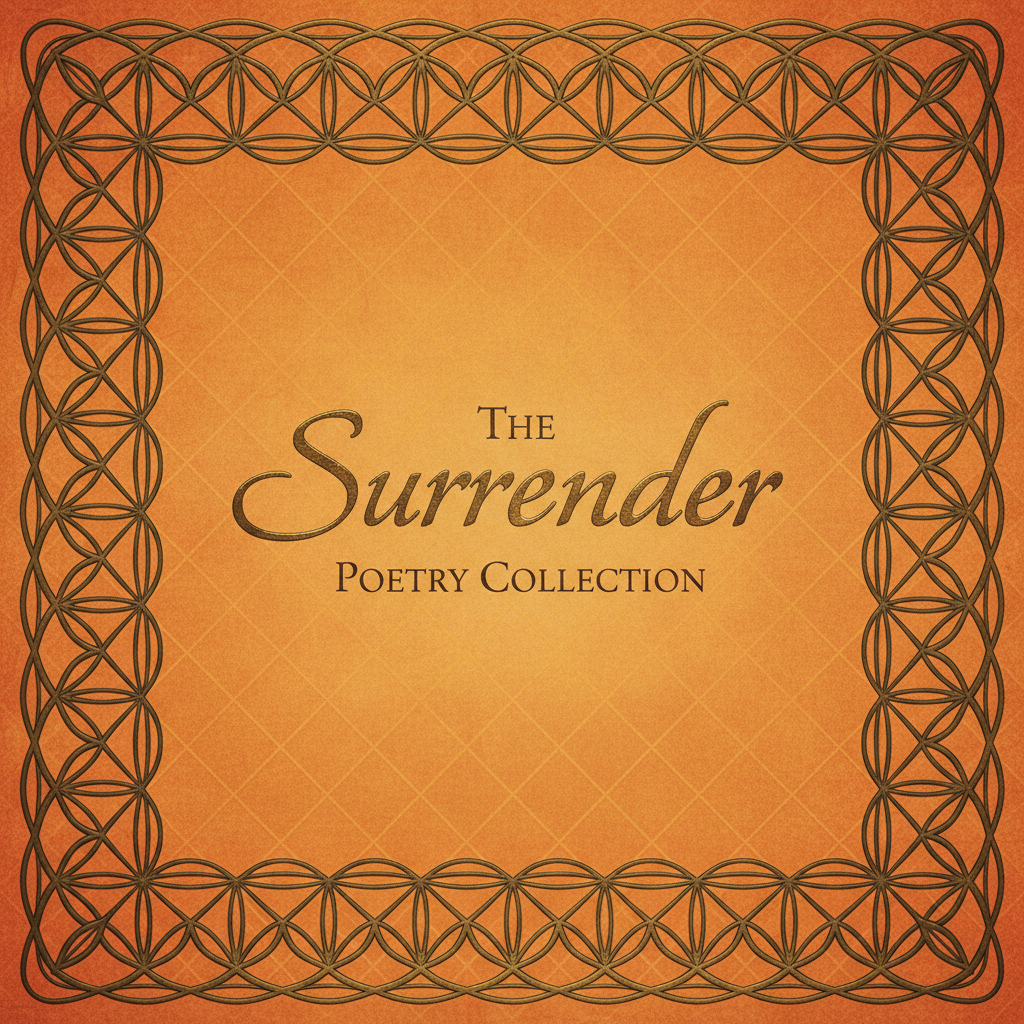 Warm amber book cover with geometric border, poetry collection The Surrender