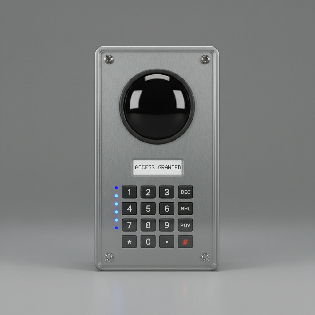 Two-door access control unit with proximity card reader and keypad combination, suitable for small office or retail installation