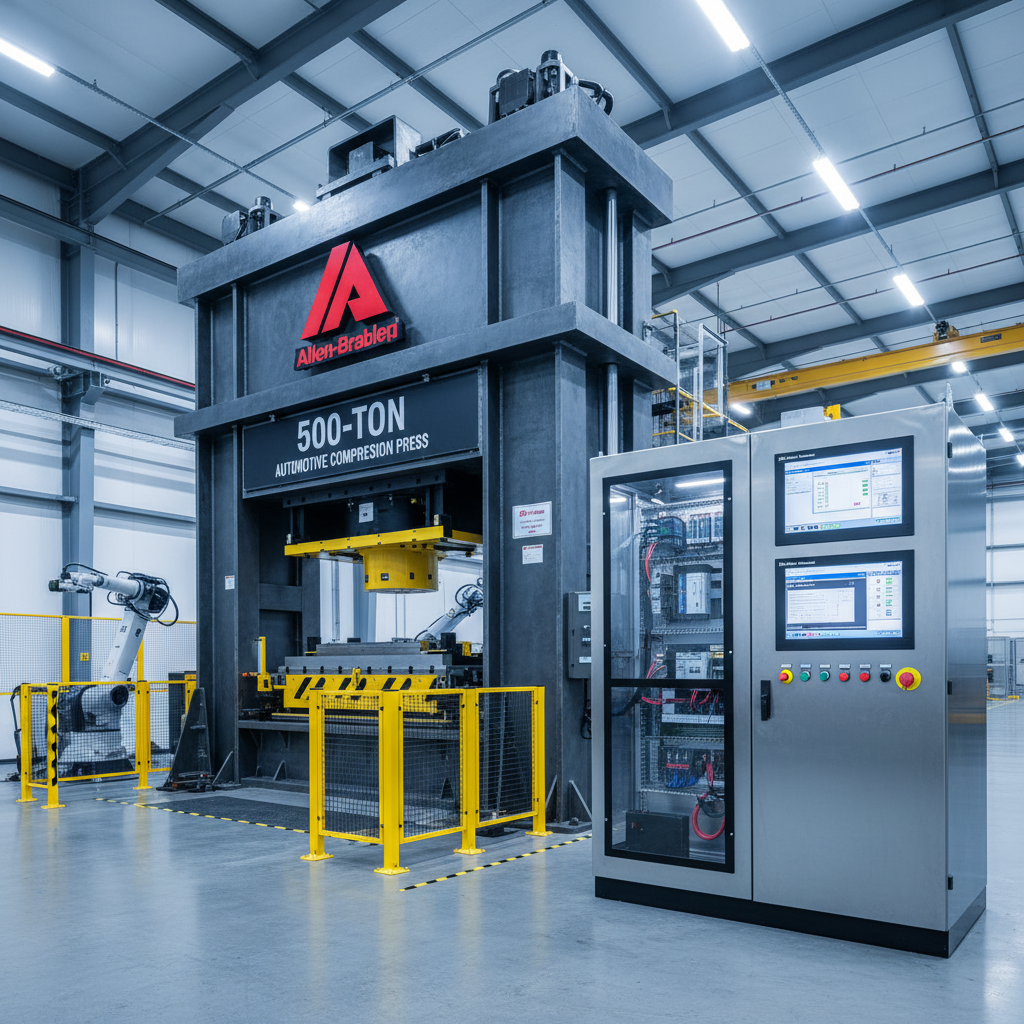 Allen-Bradley PLC controlled 500-ton automotive compression press with modern control panel