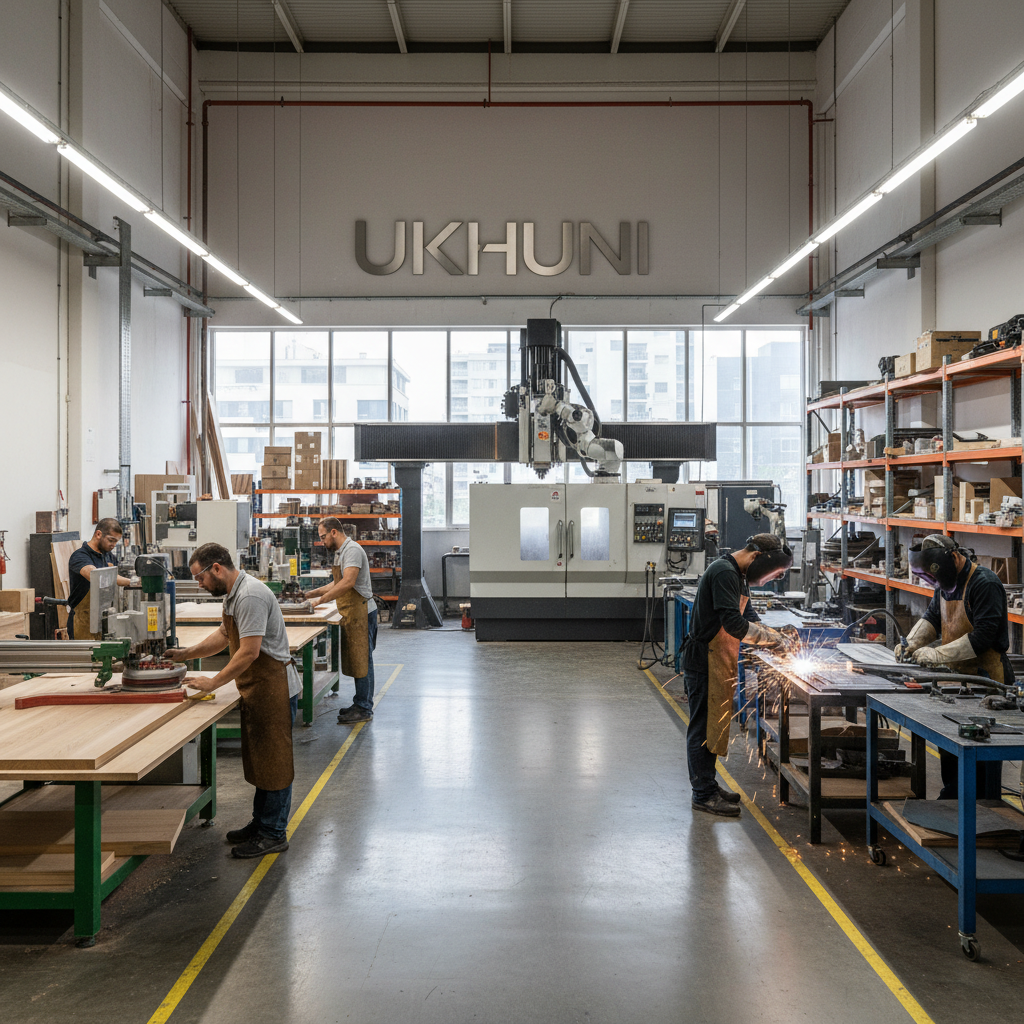 Professional woodworking and cabinet manufacturing environment with precision machinery and quality wood components in a well-lit facility