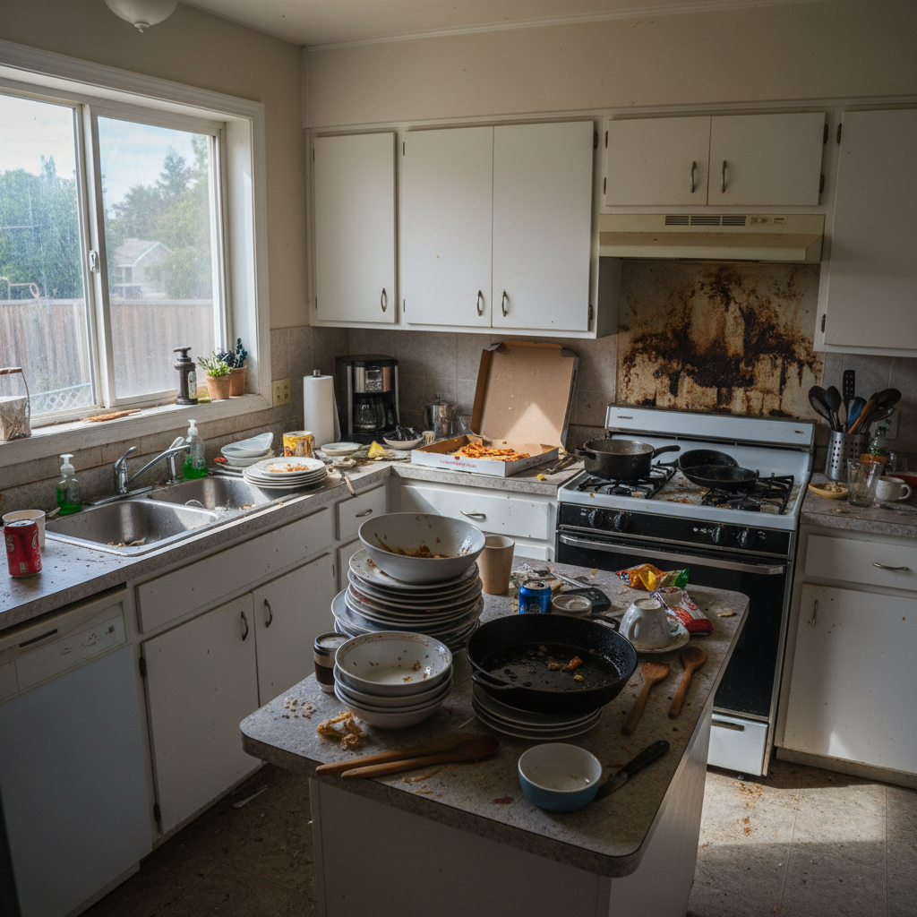 Spotlessly clean bright kitchen with gleaming countertops and polished surfaces after CleanPro deep clean