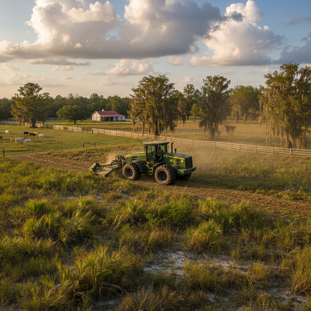 Rural land management equipment on a Florida property