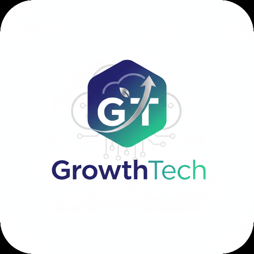 GrowthTech SaaS company logo with modern tech design