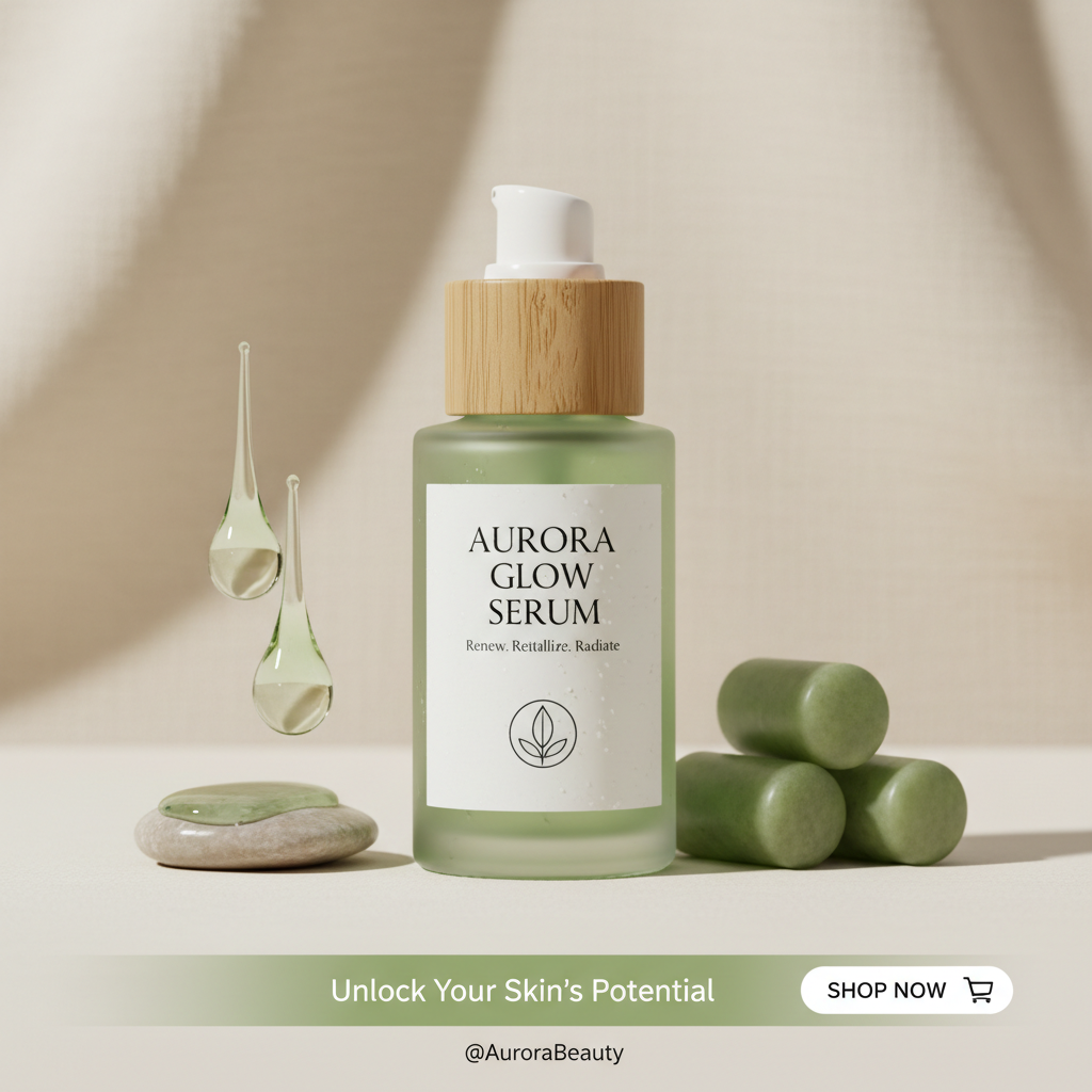 Product displayed as social media ad with clean composition and square crop