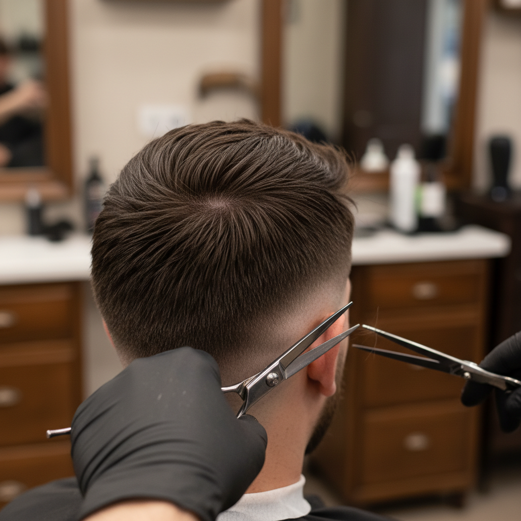 Klassieke knipbeurt resultaat — strak en verzorgd