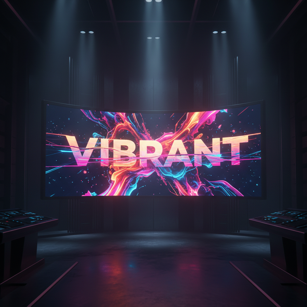 Designer travaillant sur une identité visuelle, écran avec logotypes colorés sur fond sombre, studio créatif professionnel
