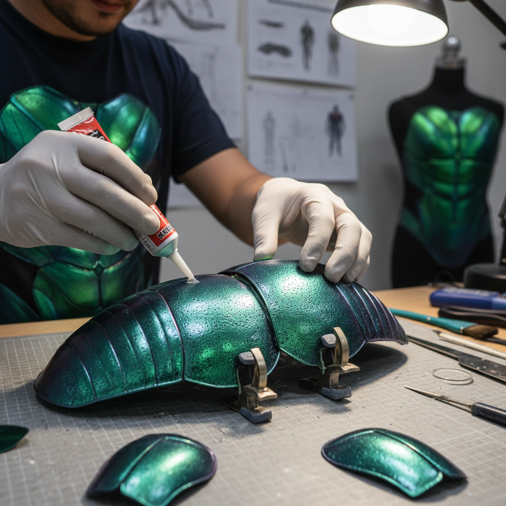 Fitting insectoid suit sections and gluing seams