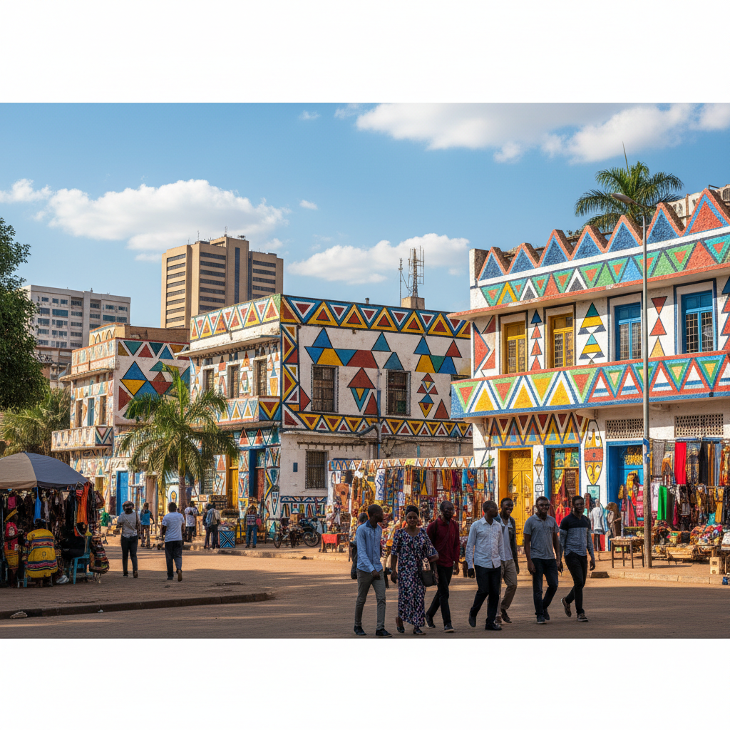 Traditional Ndebele art and architecture in Bulawayo city center