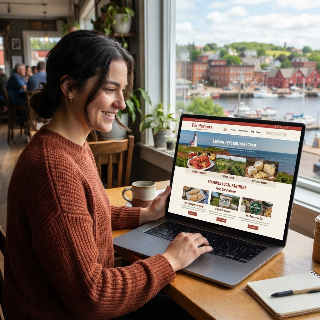 PEI business website design showing engaged visitor scrolling through well-structured content in Charlottetown