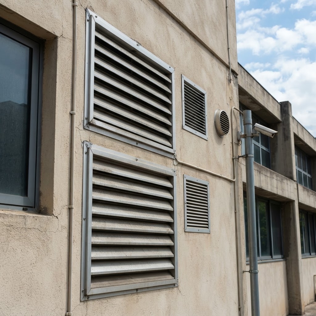 Eliza clay ventilation grills in a building