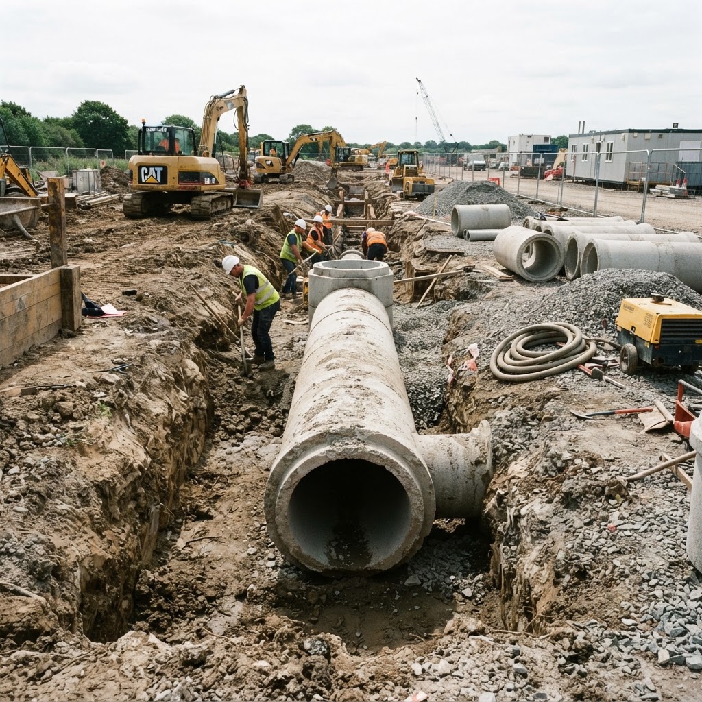 300mm concrete culvert at a construction site