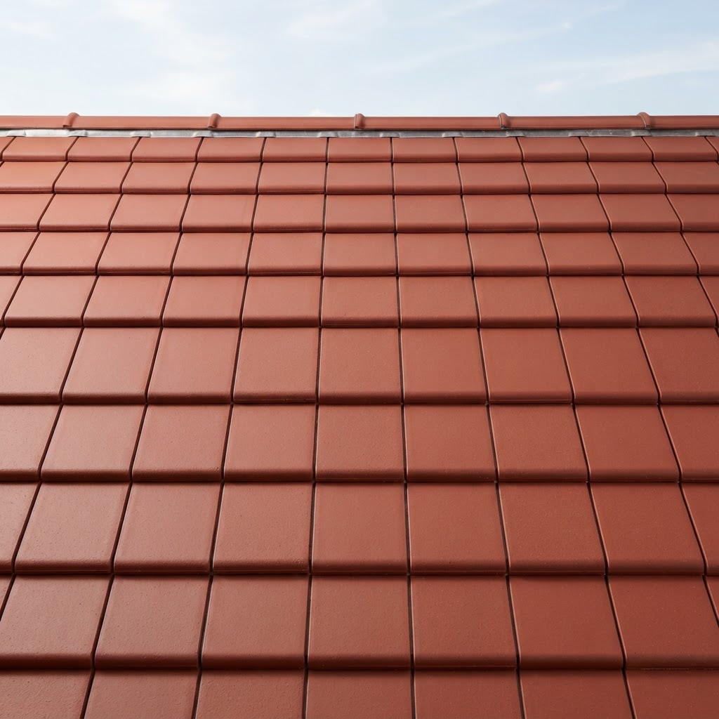 UCB Double Roman Smooth Red 110 clay roof tiles on a building by Unique Concrete Builders Kenya