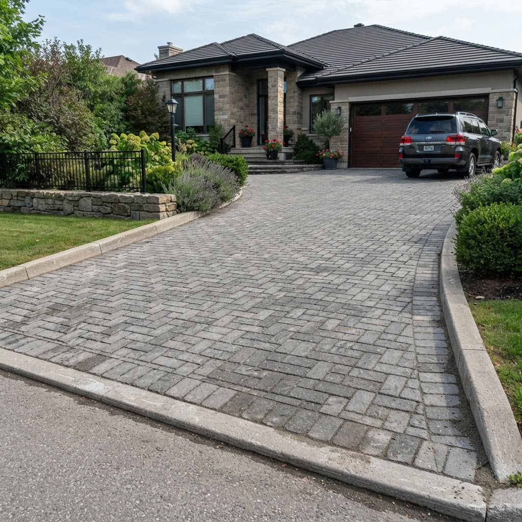 Heavy-duty interlocking cabro pavers on a driveway