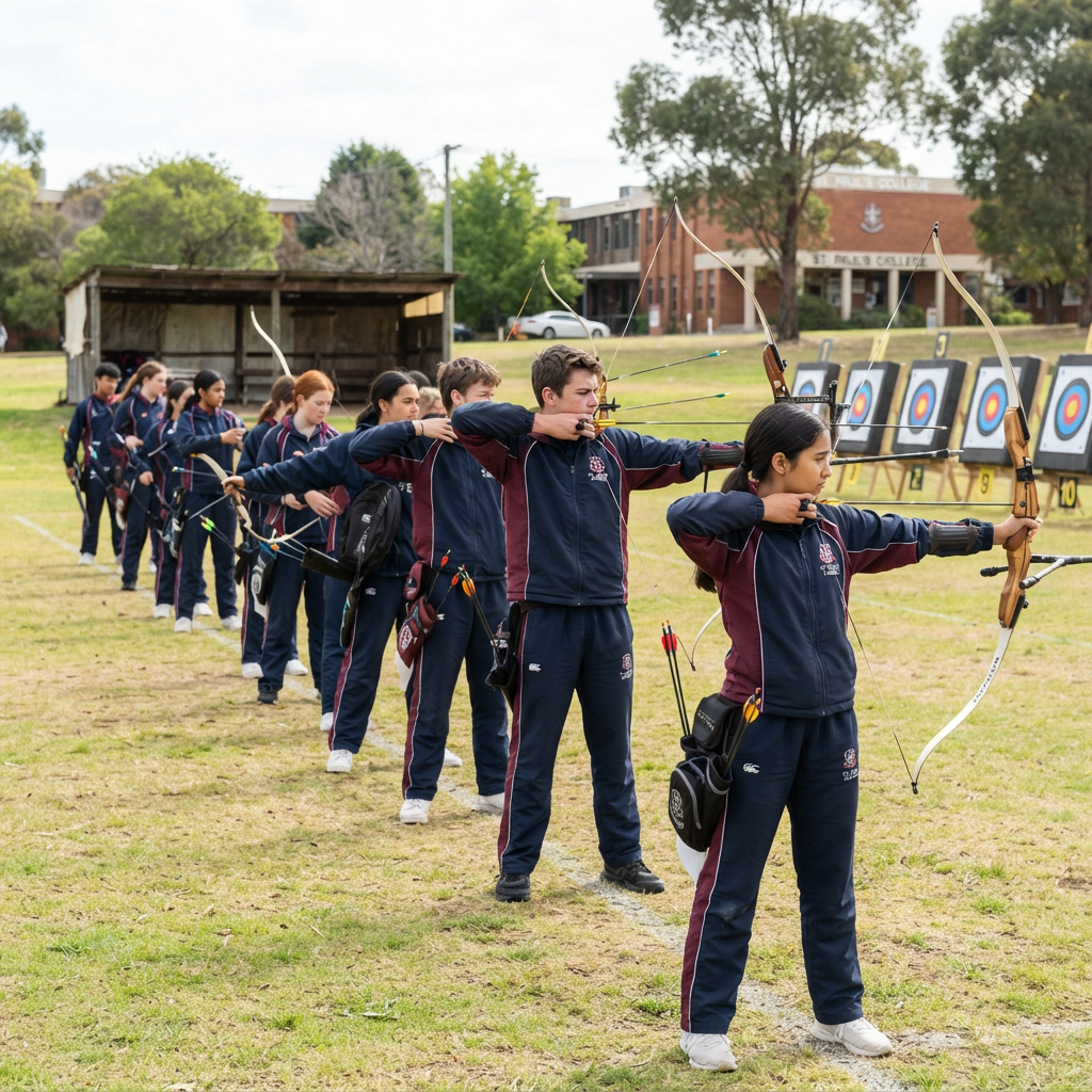 St Paul's College learners practising archery