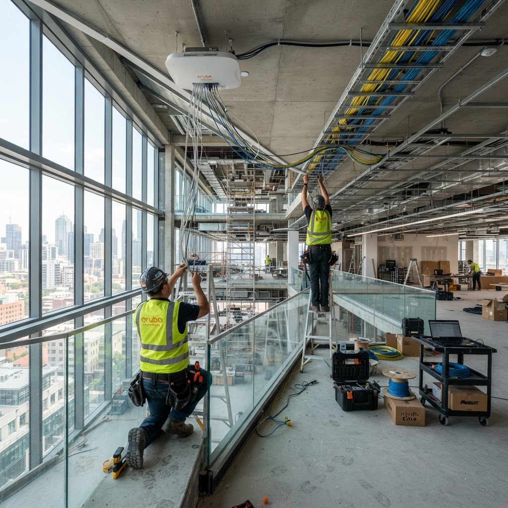 Wi-Fi networking infrastructure installation in a large commercial building in Oman