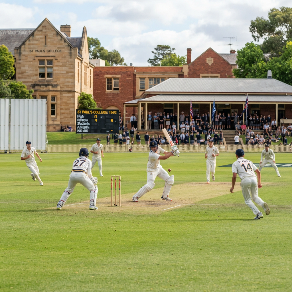 St Paul's College High School cricket match in progress