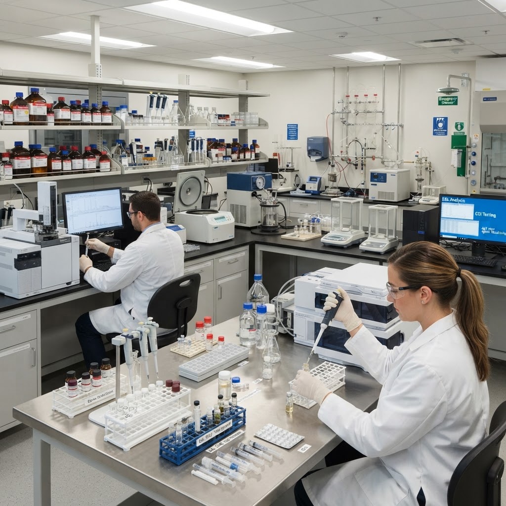 Extractables and leachables testing laboratory for pharmaceutical container closure integrity analysis