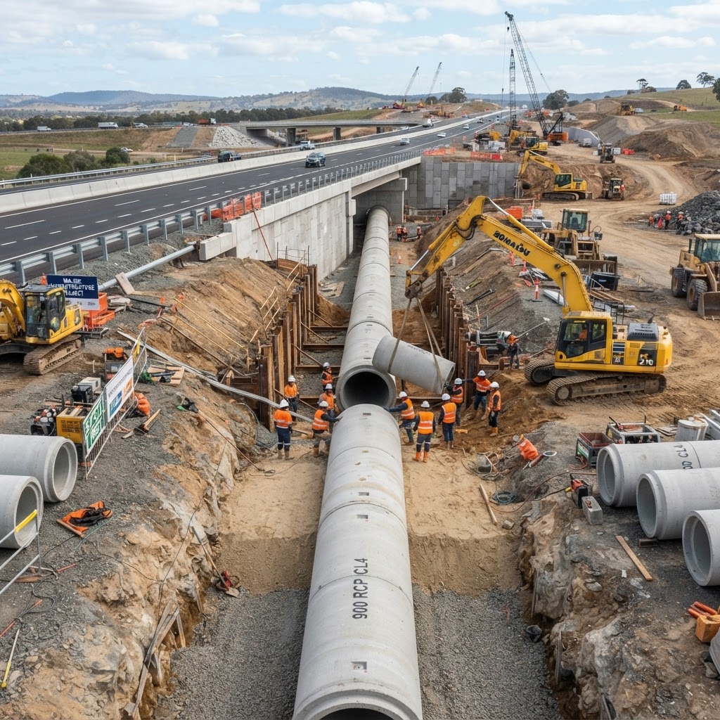 Unique Concrete Builders 900mm Concrete Culvert for major infrastructure