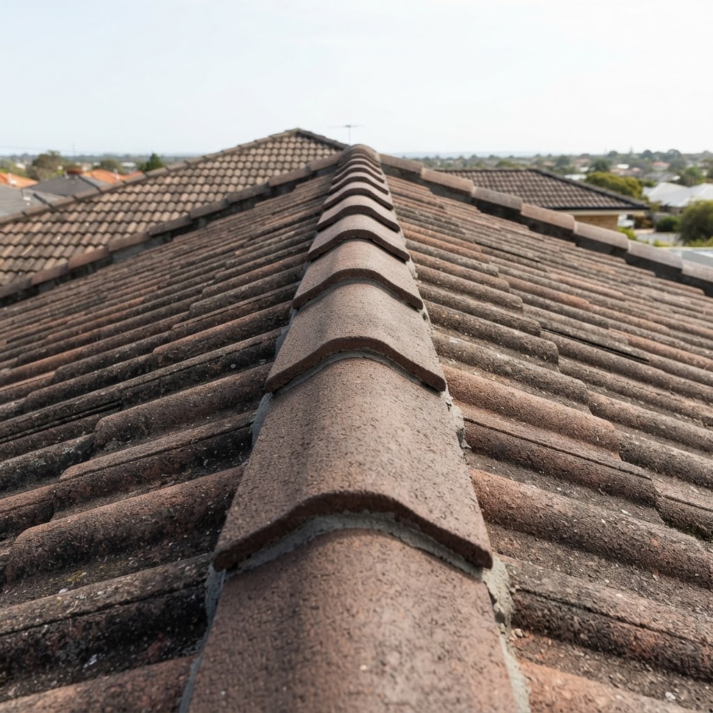 Mangalore ridge caps on a roof